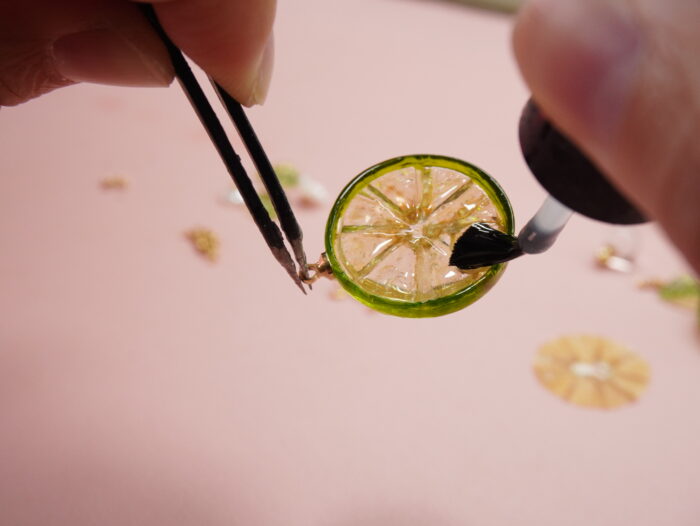 Handmade Resin Lime Slice Earrings: Sterling Silver Hooks - Image 8