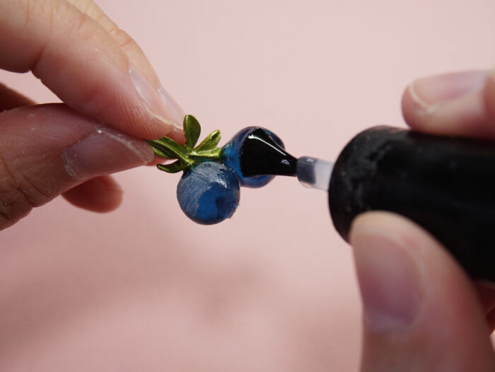 Handmade Resin Blueberry Drop Earrings with White Flower & Leaf | Cute Fruit Jewelry | Nature-Inspired Gift for Her - Image 14