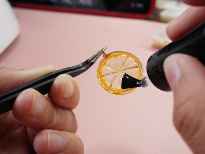 Handmade Resin Kumquat Slice Earrings: Sterling Silver Hooks - Image 8
