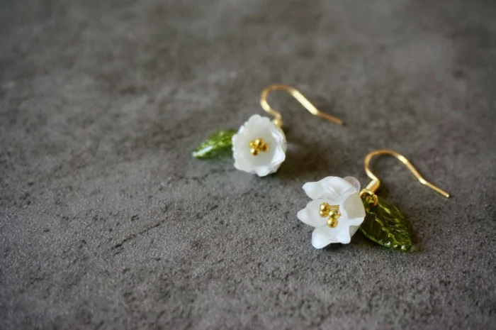 Handmade Resin Mini Lily of the Valley Earrings - Image 3