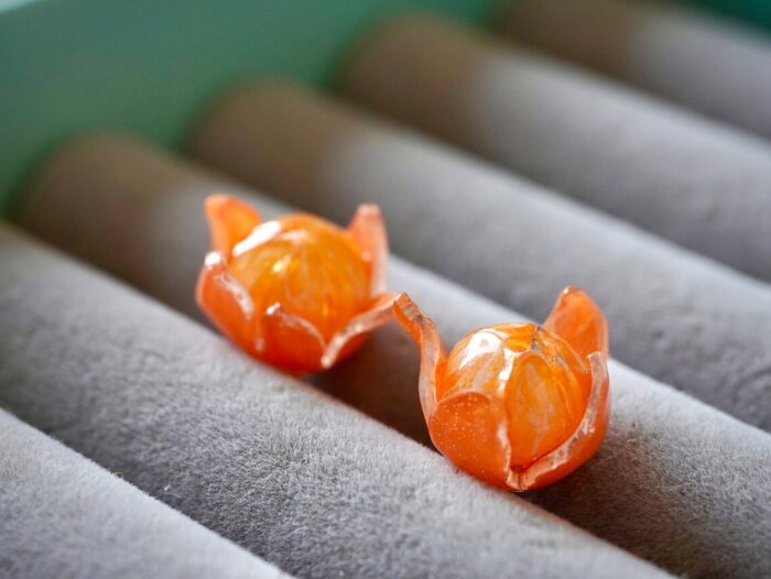 Handmade Resin Mandarin Earrings - Image 5