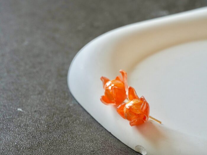 Handmade Resin Mandarin Earrings - Image 6