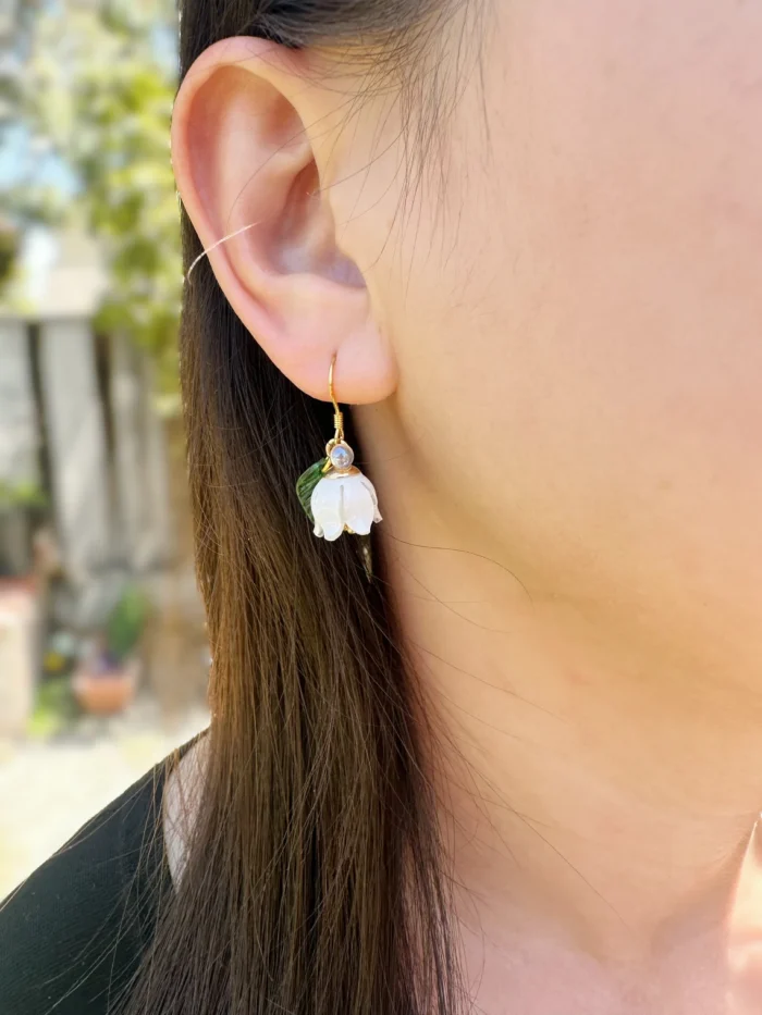 Handmade Resin Mini Lily of the Valley Earrings - Image 2