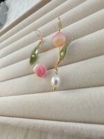 Handmade Resin Tulip Pearl Earrings - Image 3