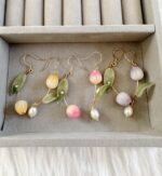 Handmade Resin Tulip Pearl Earrings - Image 8