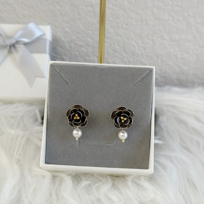 Handmade Resin Camellia Stud Earrings - Image 4