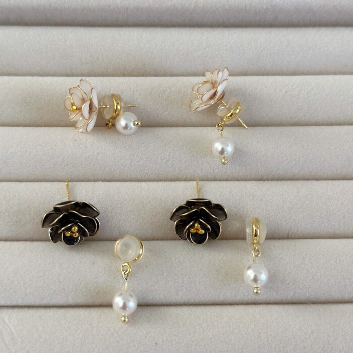 Handmade Resin Camellia Stud Earrings - Image 6
