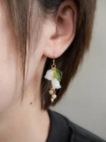 Handmade Crystal Lily of the Valley Earrings: Floral Wedding Jewelry - Image 2