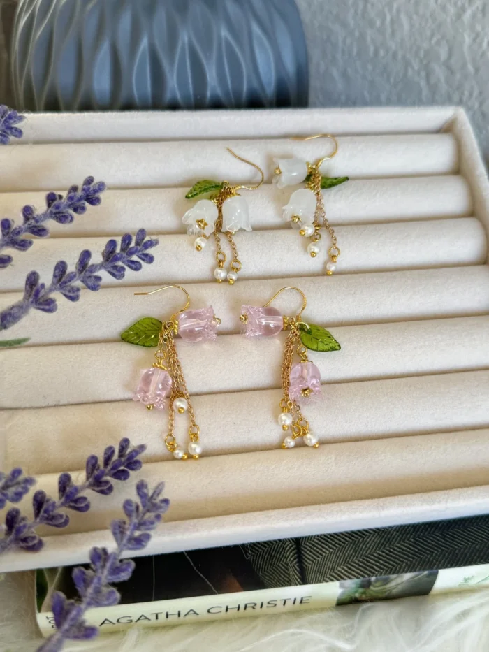 Handmade Crystal Lily of the Valley Earrings: Floral Wedding Jewelry - Image 10