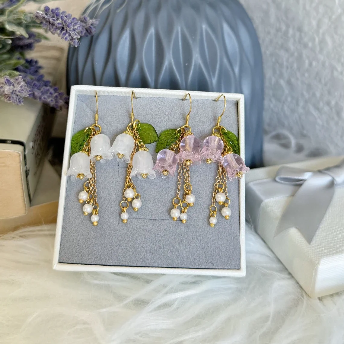 il_1140xN.5969741122_5hin Handmade Crystal Lily of the Valley Earrings: Floral Wedding Jewelry - Image 1