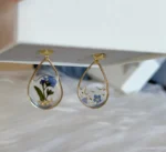 Handmade Resin Forget-Me-Not Teardrop Earrings - Image 5