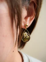 Handmade Resin Pressed Lily Teardrop Earrings - Image 5