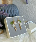 Handmade Crystal Lily of the Valley Earrings: Floral Wedding Jewelry - Image 4
