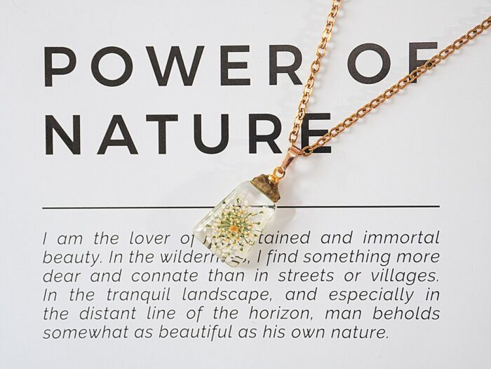 Handmade Resin Mustard Seed White Flower Necklace - Image 8