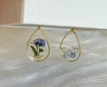 Handmade Resin Forget-Me-Not Teardrop Earrings - Image 7