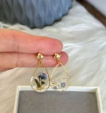 Handmade Resin Forget-Me-Not Teardrop Earrings - Image 2