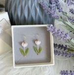 Handmade Resin Tulip Drop Earrings - Image 2