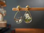 Handmade Resin Pressed Lily Teardrop Earrings - Image 6