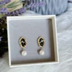 Handmade Resin Baby's Breath Pearl Drop Earrings - Image 3
