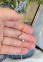 Handmade Lily of the Valley Resin Necklace– Single Pink Flower - Image 2