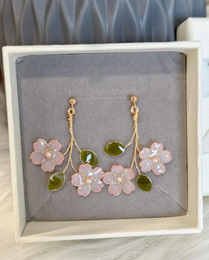 Handmade Resin Cherry Blossom Stud Earrings - Image 5
