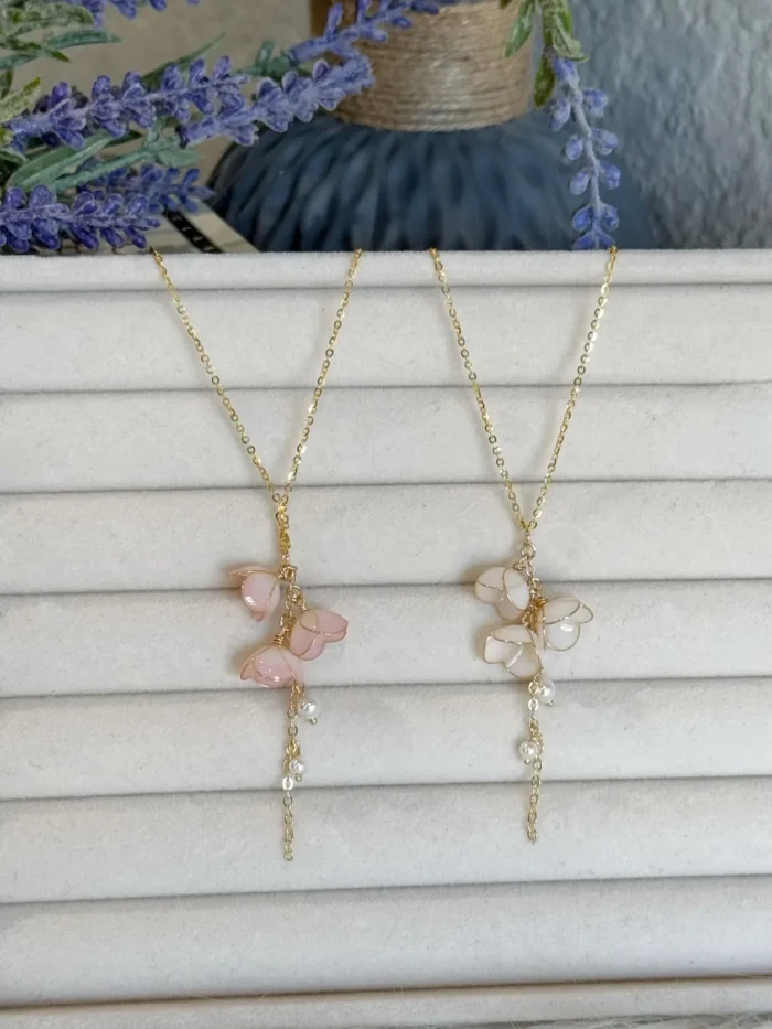 Handmade Lily of the Valley Resin Necklace– Triple Flower Design - Image 9