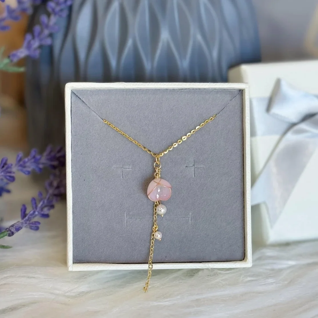 il_1140xN.6627899697_akxx Handmade Lily of the Valley Resin Necklace– Single Pink Flower - Image 1