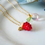 Handmade Resin Raspberry Necklace: Elegant Floral Jewelry - Image 3