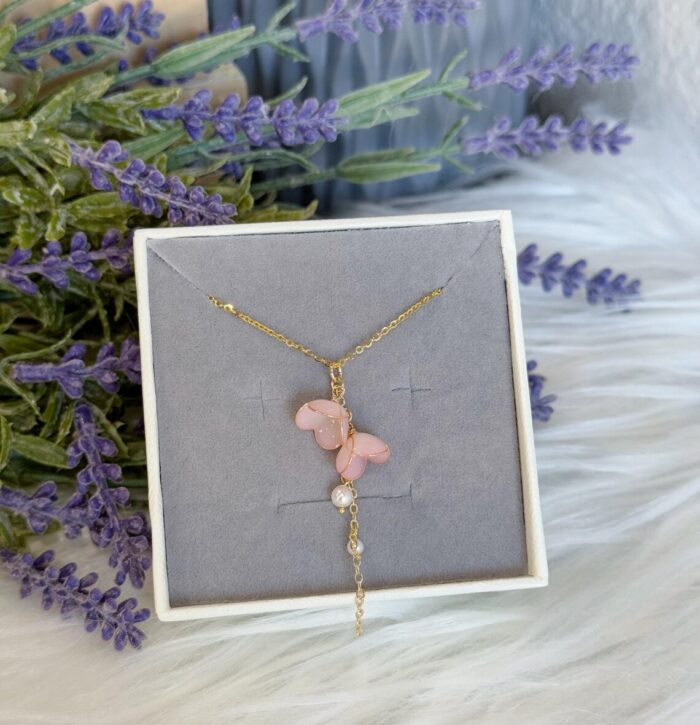 Handmade Lily of the Valley Resin Necklace– Double Flower Design - Image 4