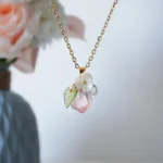 Handmade Resin One Peach White Flower Necklace
