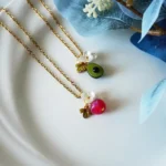 Handmade Resin One Apple Necklace: Floral Fruit Jewelry - Image 3