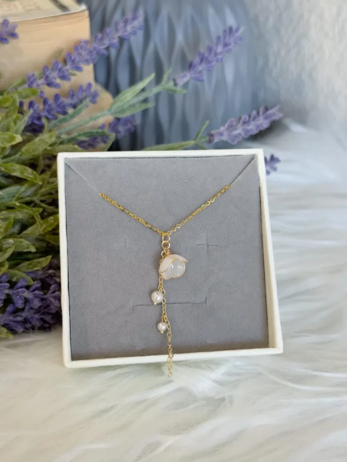 Handmade Lily of the Valley Resin Necklace – Single Flower - Image 5