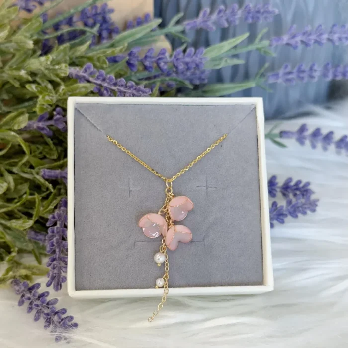 Handmade Lily of the Valley Resin Necklace– Triple Flower Design - Image 6