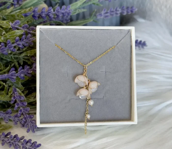 Handmade Lily of the Valley Resin Necklace– Triple Flower Design - Image 4