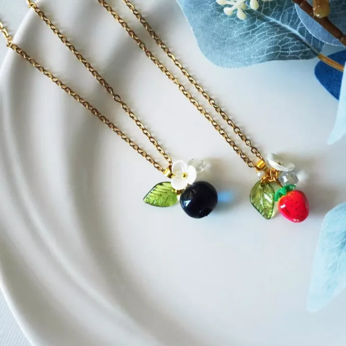 Handmade Resin One Strawberry Necklace: Floral Fruit Jewelry - Image 7