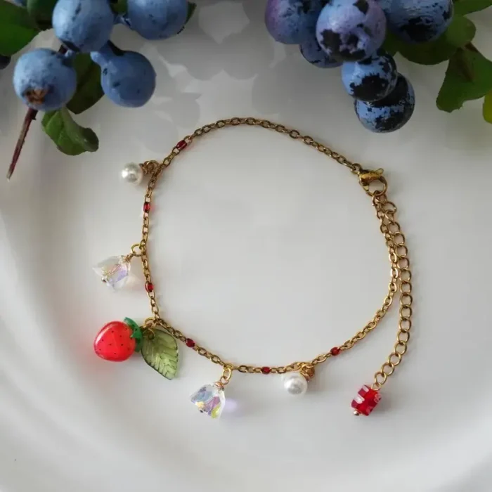 Handmade Resin Strawberry Bracelet - Image 3