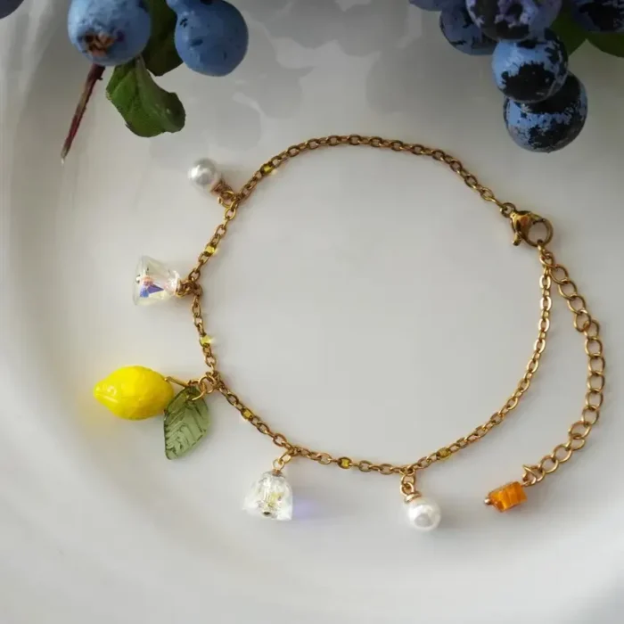 Handmade Resin Lemon Bracelet - Image 2