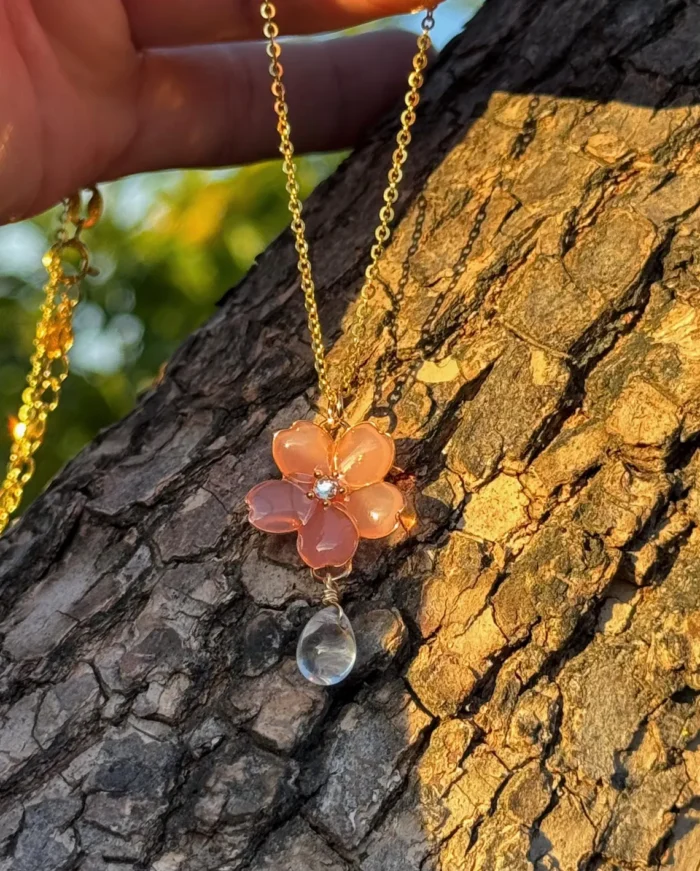Handmade Resin Cherry Blossom Necklace - Image 3