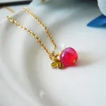 Handmade Resin One Apple Necklace: Floral Fruit Jewelry - Image 4