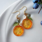 Handmade Resin Kumquat Slice Earrings: Sterling Silver Hooks - Image 3