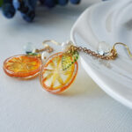 Handmade Resin Kumquat Slice Earrings: Sterling Silver Hooks - Image 4