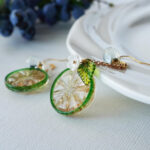 Handmade Resin Lime Slice Earrings: Sterling Silver Hooks - Image 4