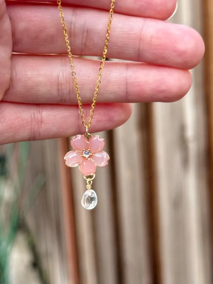 Handmade Resin Cherry Blossom Necklace - Image 4