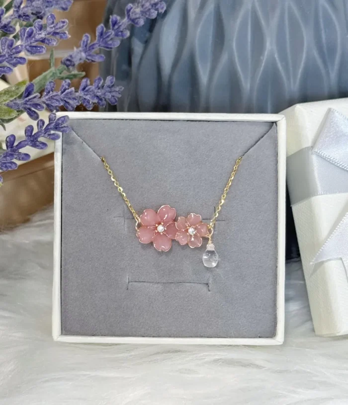 Handmade Resin Cherry Blossom Necklace - Image 6
