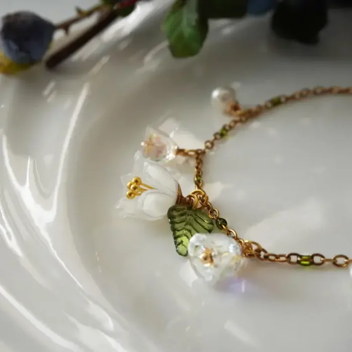 Handmade Resin Lily of the Valley Bracelet - Image 3