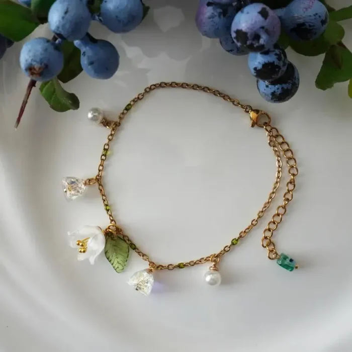 Handmade Resin Lily of the Valley Bracelet - Image 4