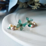 Handmade Butterfly Earrings: Pearl & Zircon, Sterling Silver Studs - Image 3
