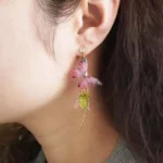 Handmade Resin Butterfly Lily of the Valley Earrings: Sterling Silver Hooks - Image 9