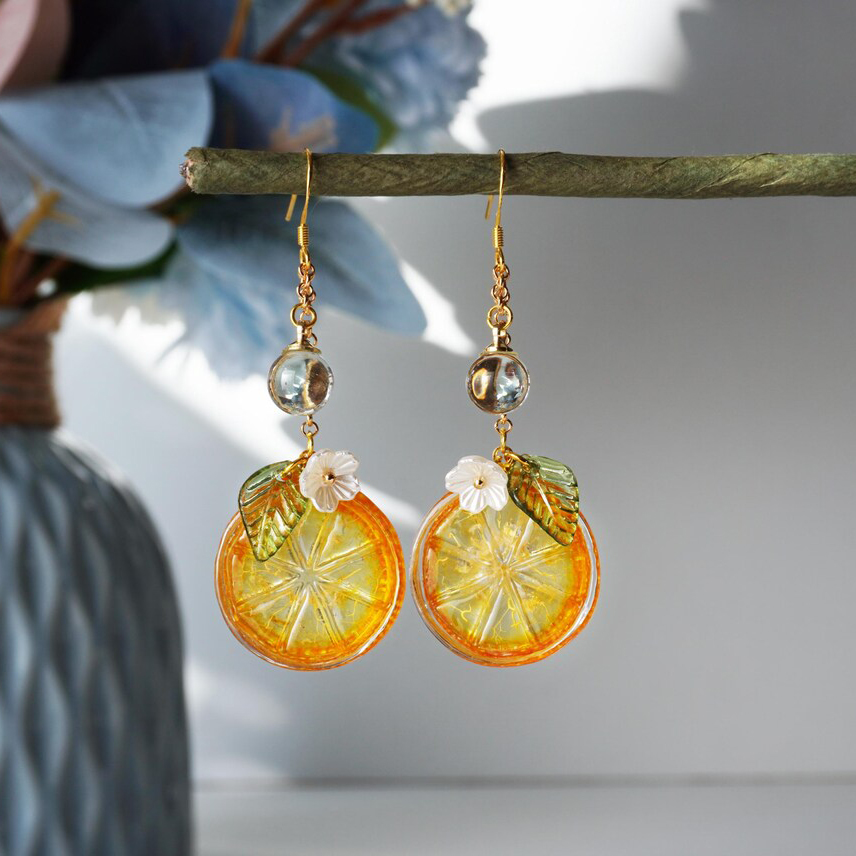 il_1140xN.6747693063_i4rr Handmade Resin Kumquat Slice Earrings: Sterling Silver Hooks - Image 1