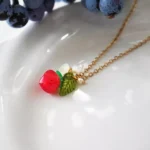 Handmade Resin One Strawberry Necklace: Floral Fruit Jewelry - Image 4